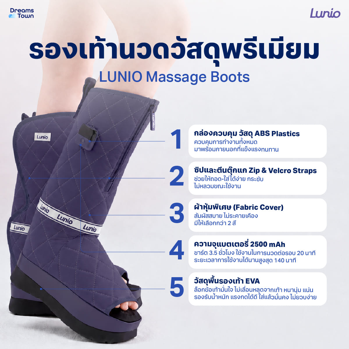 รองเท้านวดไฟฟ้าแบบไร้สาย LUNIO รุ่น MASSAGE BOOTS PURPLE_1